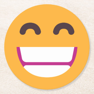 Posavasos Redondo De Papel Cara sonriente Ojos mullidos Emoji de colores Pers