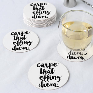 Posavasos Redondo De Papel Carpe Aquel Effing Diem Cita Atartas