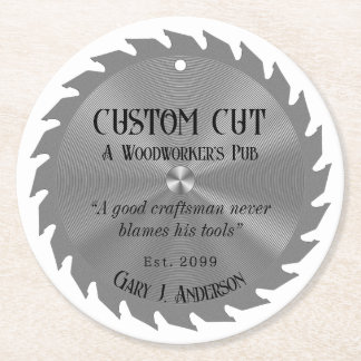 Posavasos Redondo De Papel Carpintero de madera Saw Blade Pub Bebe
