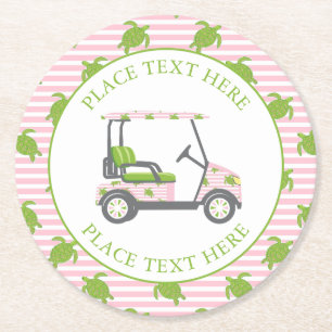 Posavasos Redondo De Papel Carro de golf de tortugas elegantes