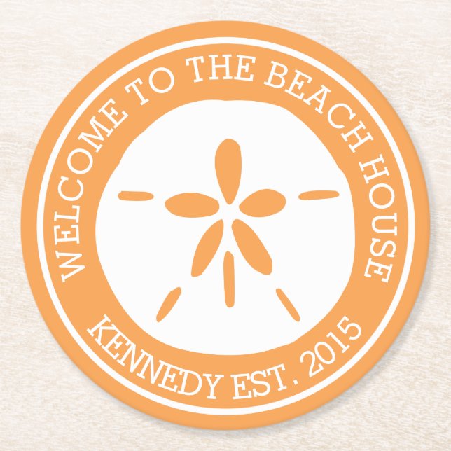 Posavasos Redondo De Papel Casa de playa (Anverso)