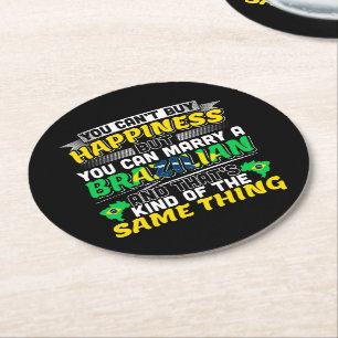 Posavasos Redondo De Papel Casarse con un brasileño - La felicidad de Brasil