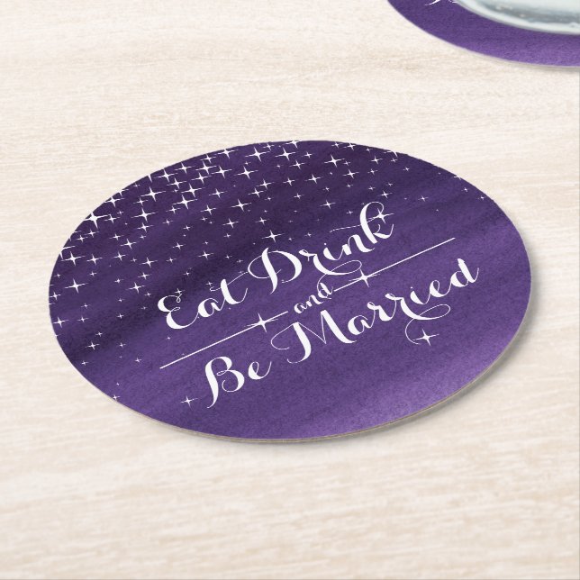 Posavasos Redondo De Papel Casas acuáticas estelares de papel nocturno (En perspectiva)