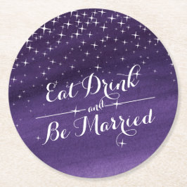 Posavasos Redondo De Papel Casas acuáticas estelares de papel nocturno