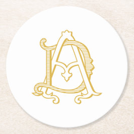 Posavasos Redondo De Papel Cáscaras monográficas de AD o DA de vintage antigu