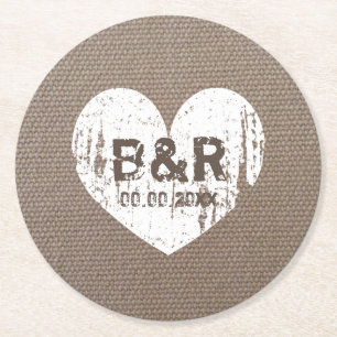 Posavasos Redondo De Papel Cáscaras monográficas de moda de país Burlap para 