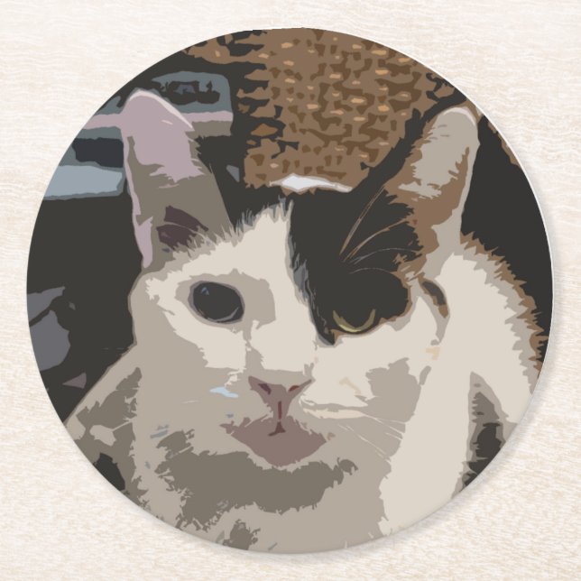 Posavasos Redondo De Papel Cat Coaster (Anverso)