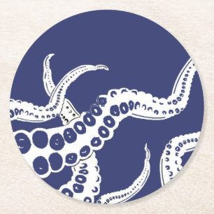 Posavasos Redondo De Papel Catastro azul de Octopus