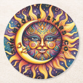Posavasos Redondo De Papel Catastro de Sun Moon y Stars