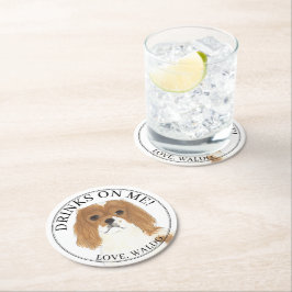 Posavasos Redondo De Papel Cavalier de Blenheim personalizado King Charles Sp