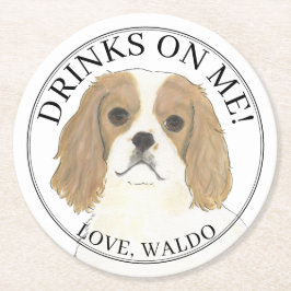 Posavasos Redondo De Papel Cavalier de Blenheim personalizado King Charles Sp