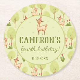 Posavasos Redondo De Papel Celebración de cumpleaños de niño al aire libre de