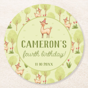 Posavasos Redondo De Papel Celebración de cumpleaños de niño al aire libre de