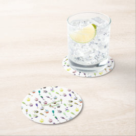Posavasos Redondo De Papel Celebrar Cumpleaños de Adulto Patrón de Fiesta Sil