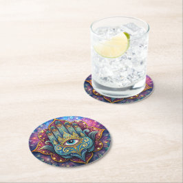 Posavasos Redondo De Papel Celestial Hamsa 