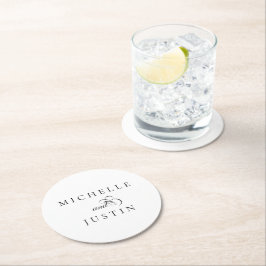 Posavasos Redondo De Papel Cena elegante de Boda de Moda