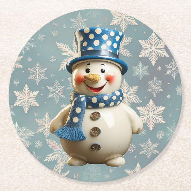 Posavasos Redondo De Papel Ceramic Snowman Coaster (Anverso)