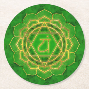 Posavasos Redondo De Papel Chakra del corazón - Anahata