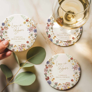 Posavasos Redondo De Papel Champán Nupcial Amor en Flor Despedida de Soltera