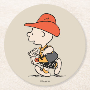 Posavasos Redondo De Papel Charlie Brown vaquero Halloween de Peanuts