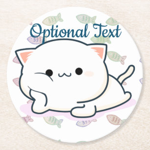 Posavasos Redondo De Papel Cheeky Kawaii Style Kitten