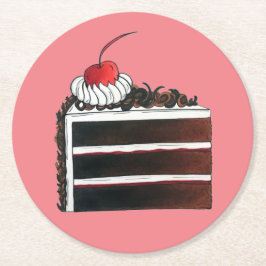Posavasos Redondo De Papel Cherry Black Forest Cake Shop Slery Bakery Baker