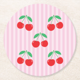 Posavasos Redondo De Papel Cherry Paper Round Coasters