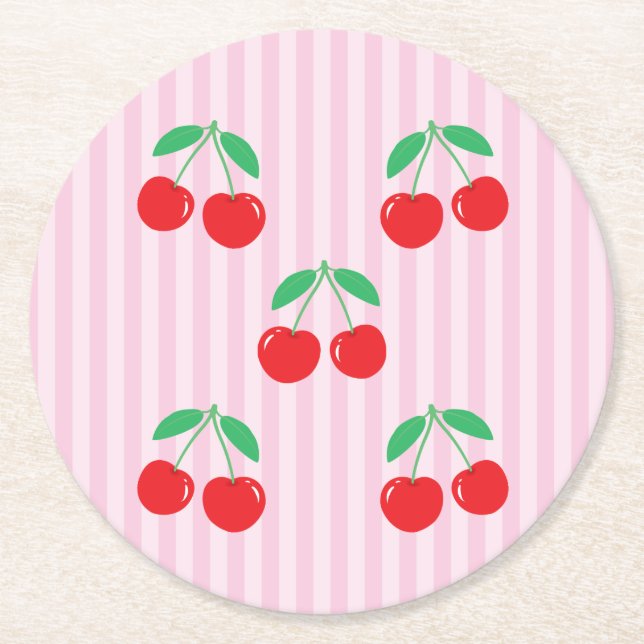 Posavasos Redondo De Papel Cherry Paper Round Coasters (Anverso)