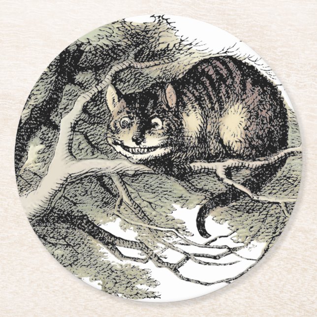 Posavasos Redondo De Papel Cheshire Cat Alice Wonderland Classic (Anverso)