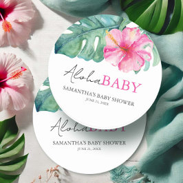 Posavasos Redondo De Papel Chica de temas tropicales Baby Shower