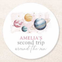 Posavasos Redondo De Papel Chica del espacio ultraterrestre Birthday Galaxy S
