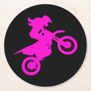 Posavasos Redondo De Papel Chica Dirt Bike