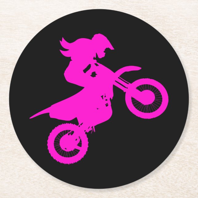 Posavasos Redondo De Papel Chica Dirt Bike (Anverso)
