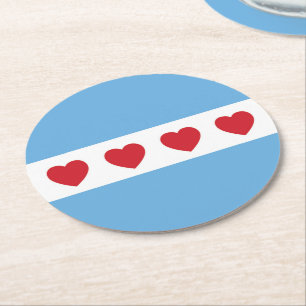 Posavasos Redondo De Papel Chicago Love   Montaña   Papel