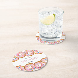 Posavasos Redondo De Papel Chicas de Donut modernos Baby Shower Sprinkle