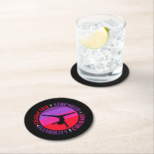 Posavasos Redondo De Papel Chicas Gimnasia Fuerza de caracteres Valor