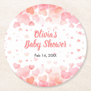 Posavasos Redondo De Papel Chico Rosa y Rojo Un Poco Dulce Baby Shower 