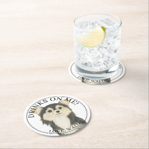 Posavasos Redondo De Papel Chihuahua, el Tan Negro Personalizado y largamente