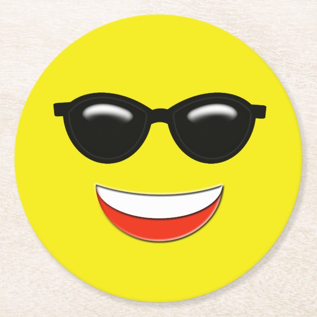 Posavasos Redondo De Papel Chill Emoji (Anverso)