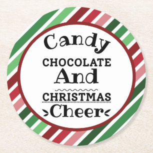 Posavasos Redondo De Papel Chocolate con caramelos y Navidades vitorean
