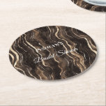 Posavasos Redondo De Papel Chocolate Gold Swirls Floral Bridal Shower<br><div class="desc">Chocolate Gold Swirls Floral Bridal Shower</div>