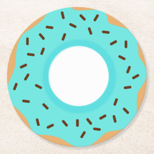 Posavasos Redondo De Papel Chocolate roce donut azul
