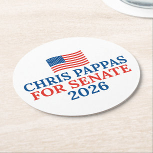 Posavasos Redondo De Papel Chris Pappas para Senado Partido Electoral 2026