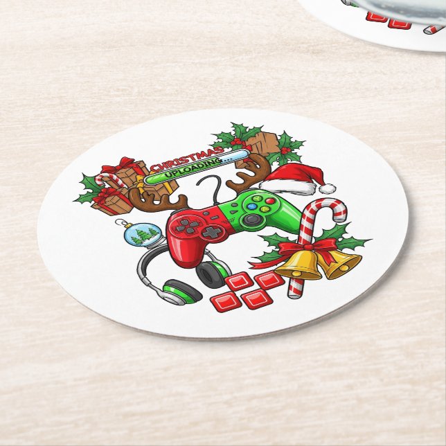 Posavasos Redondo De Papel Christmas (En perspectiva)
