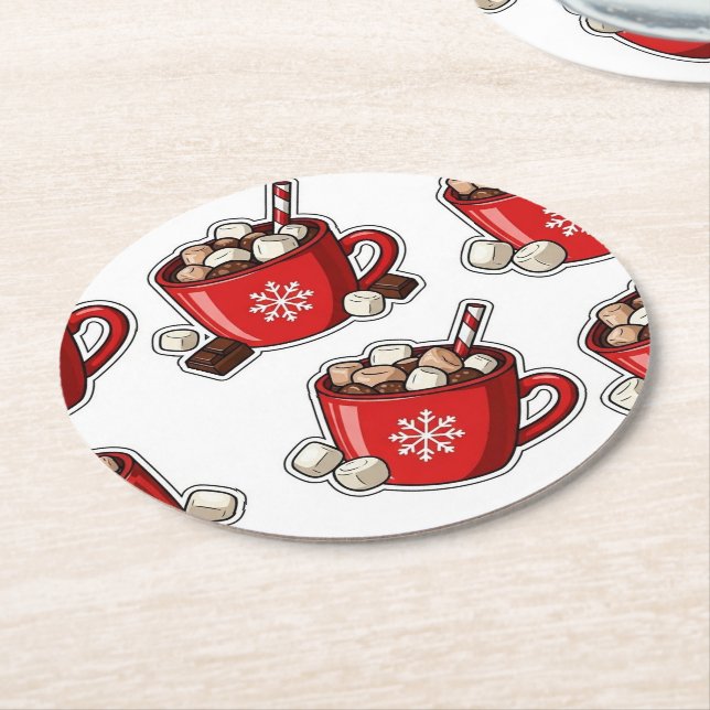 Posavasos Redondo De Papel Christmas (En perspectiva)