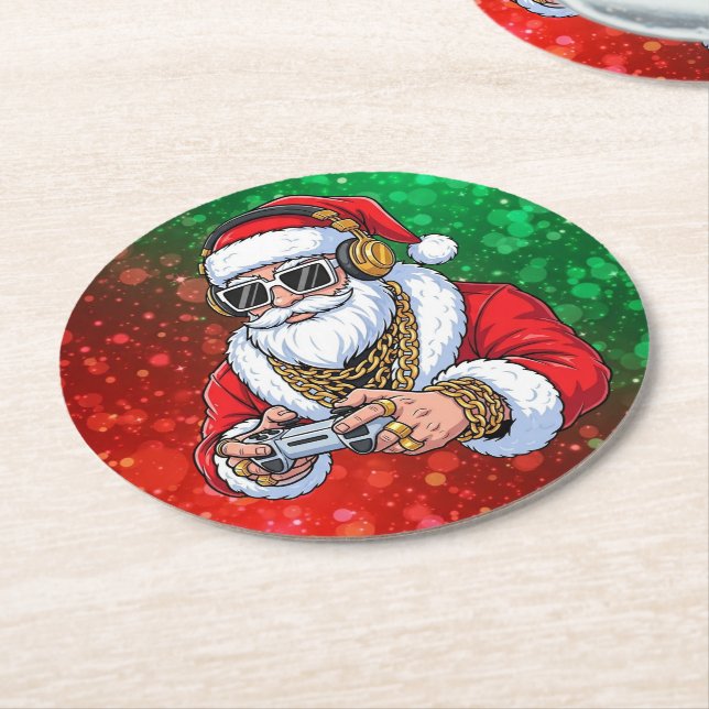 Posavasos Redondo De Papel Christmas (En perspectiva)