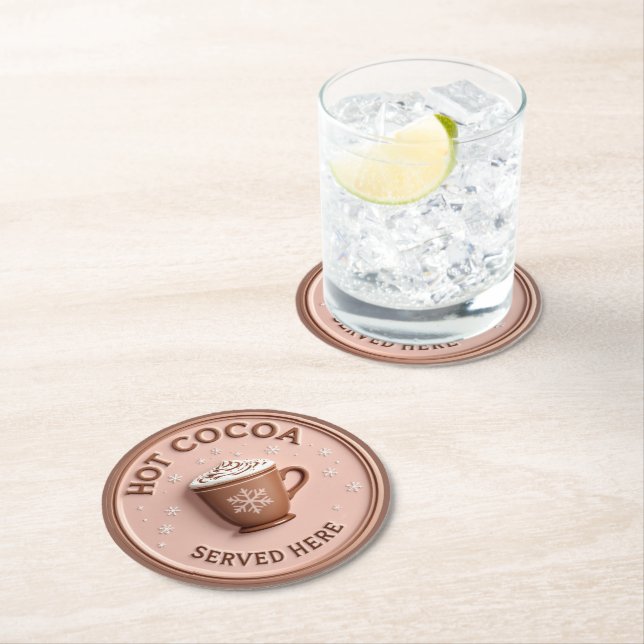 Posavasos Redondo De Papel Christmas Holiday Hot Cocoa (In situ)