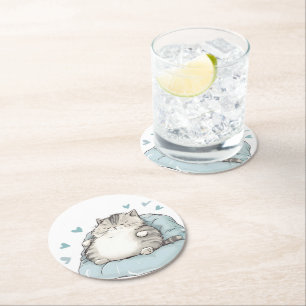 Posavasos Redondo De Papel Chubby Cat Chill Vibes
