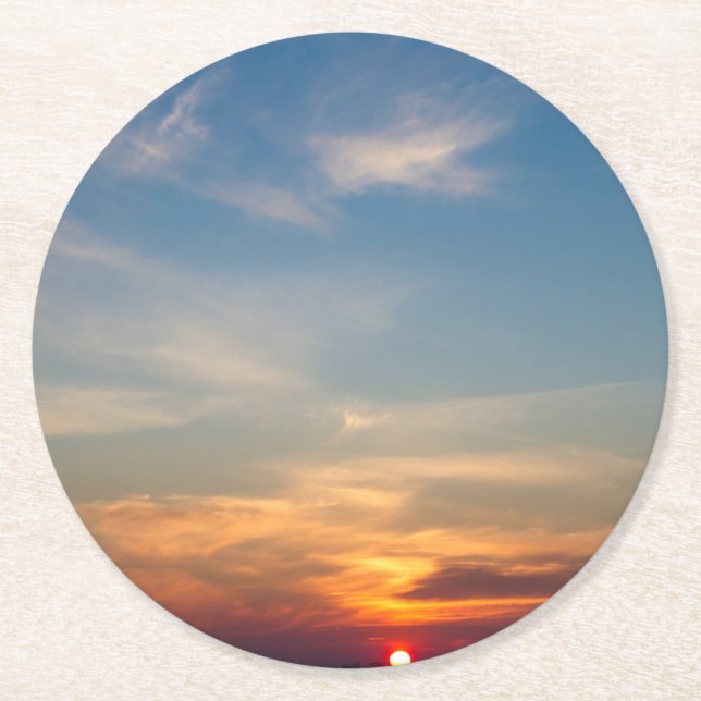 Posavasos Redondo De Papel Cielo de atardecer de invierno (Anverso)