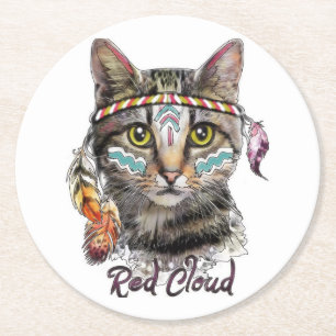 Posavasos Redondo De Papel Cielo rojo lindo
